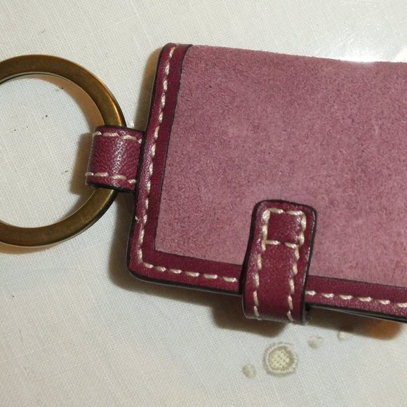 NEW COACH LEATHER & SUEDE KEYRING WITH PICTURE FRAMES - Picture 3 of 3